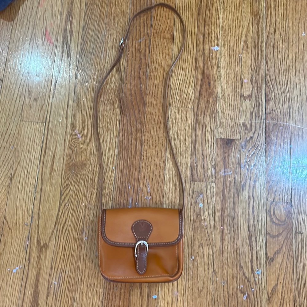 Brown and orange leather vera pelle crossbody bag made in Italy